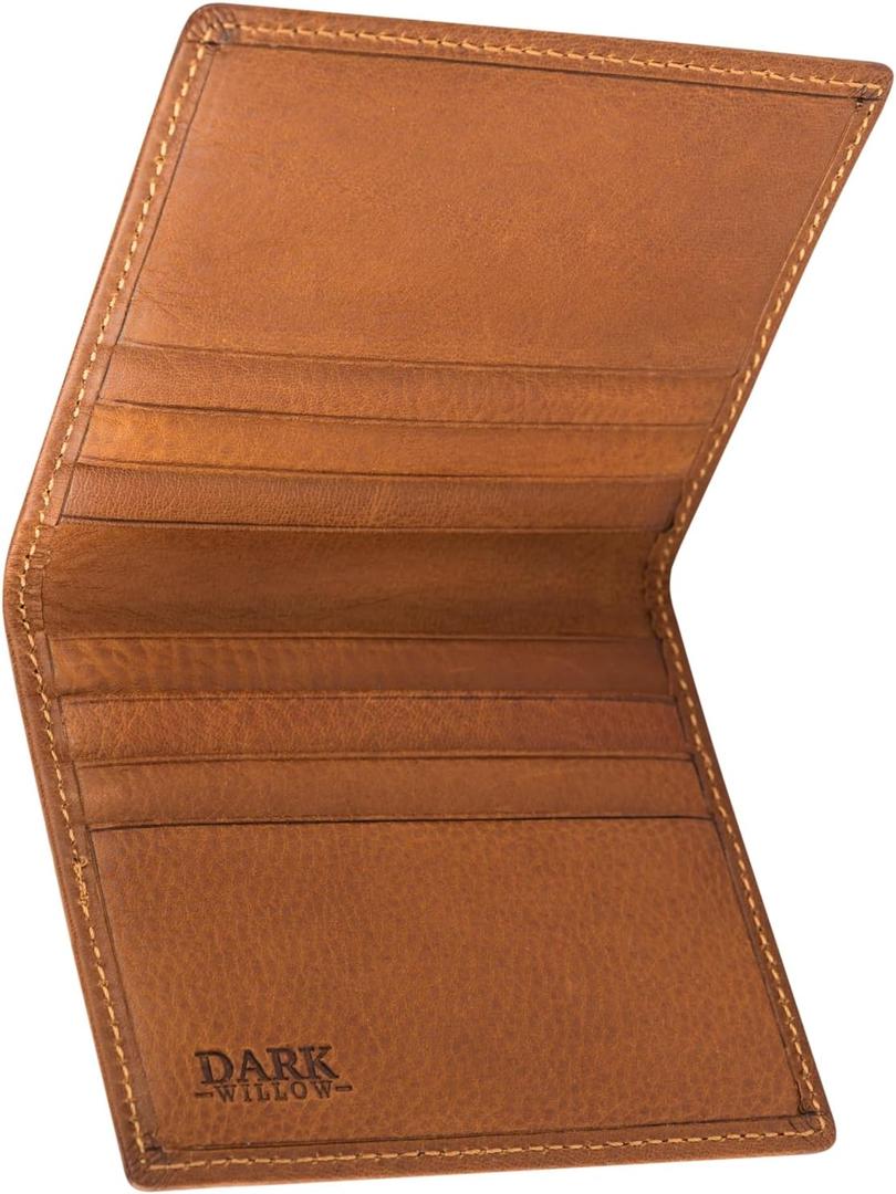 Men's Credit Card Holder, Brown Leather Wallet, Slim Bi-fold Wallet, Compact Wallet, RFID blocking