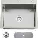 Kitchen And Bar Sink, 22x18 Inch Stainless Steel Drop In Kitchen Sink Modern Single Bowl Topmount Bar Sink Combo-Silicon Mat,Drain Strainer Set Compatibility With Various Kitchen & Bar Style, 22x18x9 Inches