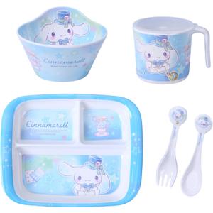 Cinnamoroll Gentleman Dinnerware Flatware Meal Set – Plate Bowl Cup Fork Spoon, 5 pieces