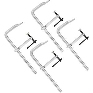 MAXPOWER Deep Throat F Clamp 15-5/8" x 7-1/8" (400 x 180 mm), Heavy Duty Clamp for Welding, Rail Size 1" x 15/32", Pack of 4