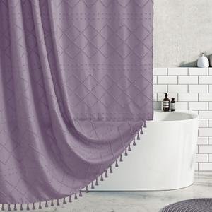 Boho Shower Curtain Purple Woven Fabric Cute Shower Curtain, 72 x 72 Tufted Chevron Textured Striped Modern Farmhouse Minimalist Cloth Shower Curtains for Bathroom Boho Shower Curtain Purple Woven Fabric Cute Shower Curtain, 72 x 72 Tufted Chevron Textured Striped Modern Farmhouse Minimalist Cloth Shower Curtains for Bathroom