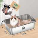 Stainless Steel Cat Litter Box,Metal Kitten Litter Pan, 6inch High Side Cats Toilet Indoor Litter Tray Pet Toilet Supplies for Cats, Kitty,Rabbits,Easy to Clean,Non Stick Litter Box, No Smell