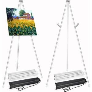 CertBuy 2 Pack White Easels for Signs, 63 Inch Easel for Displaying Picture, Easel Stand for Display Wedding Sign & Poster, Steel Folding Easel for Wedding Painting Pictures, Arts & Crafts Easels