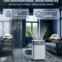 Uthfy 55 Pints/D Dehumidifier for Basement, 4000 Sq. Ft. Dehumidifiers with Drain Hose, 24-H Timer, Child Lock, Auto Defrost, Intelligent Humidity Control for Bathroom, Bedroom, Home