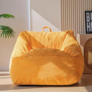 MAXYOYO Bean Bag Chair, Floor Sofa with Handle, Bean Bag Chairs for Adults and Kids, Teens Living Room Bean Bag, Accent Sofa Chair with Pocket for Gaming Reading Relaxing (Orange)