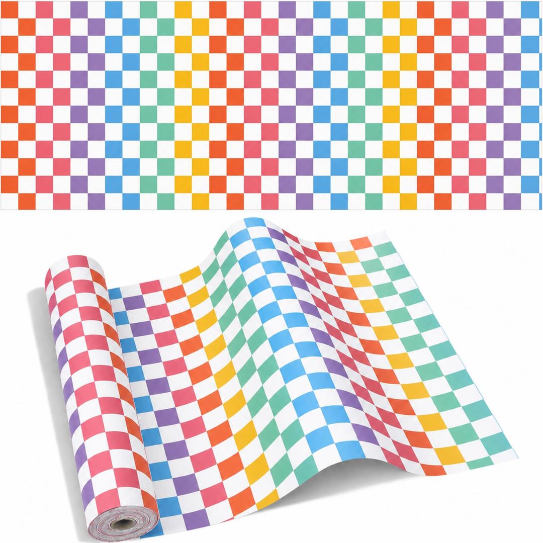 24in x 60ft Fabric Gingham Bulletin Board Paper Roll, Pastel