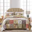 Greenland Home Blooming Prairie 100% Cotton Authentic Patchwork Reversible Quilt Set, 3-Piece King/Cal King, King/California King