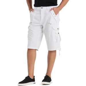 BEST SOUTH Mens Cargo Shorts with 8 Pockets Casual Long Blew Knee Capri 3/4 Pants Relaxed Fit Work Fishing Hiking (White) size 42 BEST SOUTH Mens Cargo Shorts with 8 Pockets Casual Long Blew Knee Capri 3/4 Pants Relaxed Fit Work Fishing Hiking (White) size 42