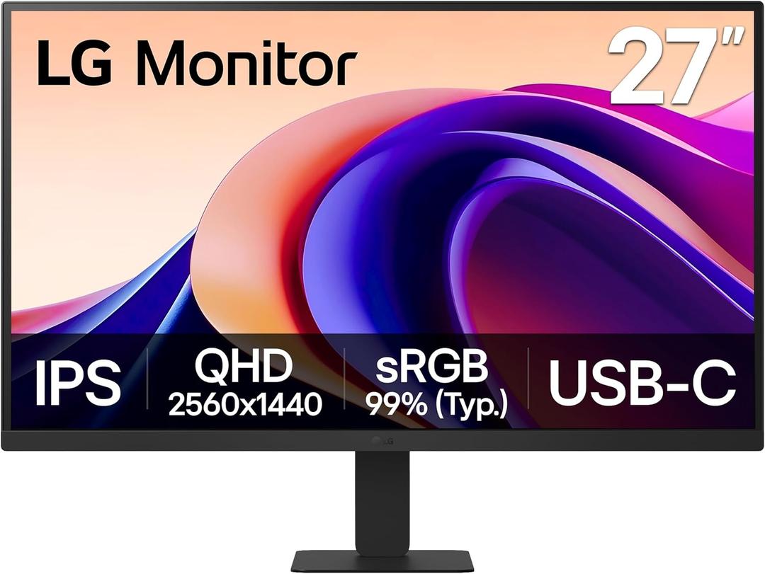 LG 27U631A-B 27-inch QHD (2560 x 1440) IPS Computer Monitor, 100Hz, 5ms, HDR10, Reader Mode, Flicker Safe, HDMI, USB Type-C 15W PD, Black