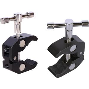 Super Clamp with 1/4 and 3/8 Thread for Photography,Camera Monitor, LED Light,Umbrellas, Plate Glass, Cross Bars, Hooks, Shelves, Photo Accessories-2Pack