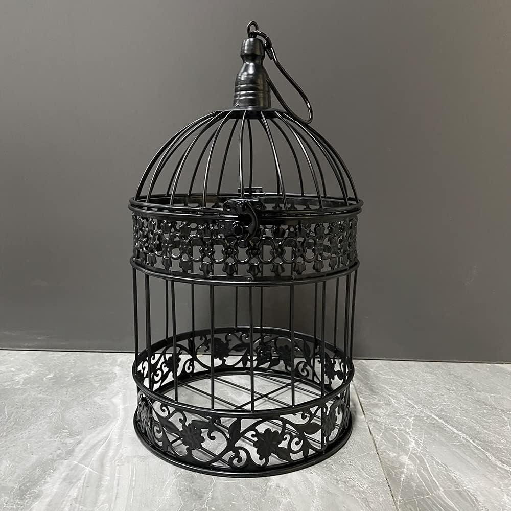 Round Birdcages Vintage Decorative Iron Bird cage Wedding Decor Flower cage Decor Props Hanging Flower Frame Bird cage decorCenterpieces Small Birds Wedding Party Indoor Ourdoor Decoration (Black) (7.5"L x 7.5"W x 13.8"H)