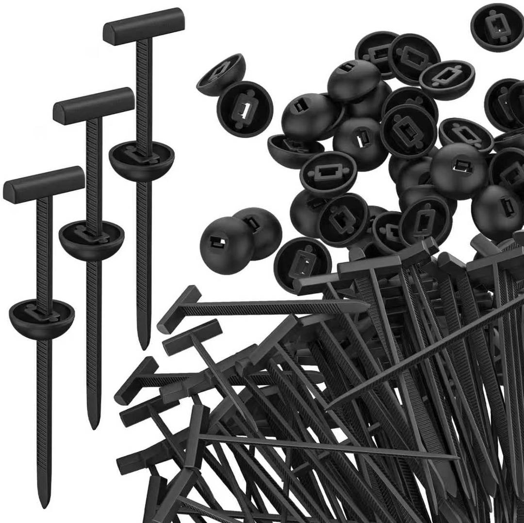 200 Pcs Universal Nylon Cable Tie Buckle, Upgrade Cable Tie Buckle Zip Tie Clips for Car, Multifunctional Nylon Zip Ties T-Type Head Zip Ties with Screw Hole for Automotive Fender, Engine Bay, Home