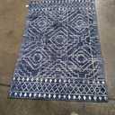 Wonnitar Moroccan Washable Area Rug 4x6, Blue Rugs for Living Room, Non-Slip Boho Bedroom Throw Mat, Non-Shedding Large Geometric Low Pile Floor Carpet for Home Office Mudroom Kitchen (Blue,4'x6')
