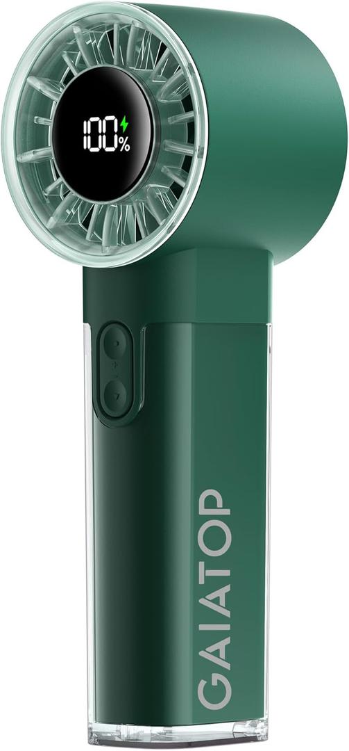 Gaiatop Portable Handheld Turbo Fan, 1-100 Adjustable High Speeds, 3-20Hrs Cooling Times, 4800mAh USB Rechargeable Portable Small Hand Fans with Lanyard for Outdoor, Travel, Home, Make Up, Army Green