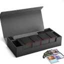 Premium Trading Card Storage Case TCG Deck Box Holds 800+ Sleeved Cards for MTG, YuGiOh, Uno, Sport with Strong Magnet Closure (Black)
