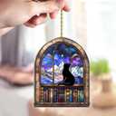 3 x Hyturtle Book Lovers Suncatcher Ornament 2025  Black Cat Window Hanging, Book Themed Christmas Tree Decoration, Librarian Gift, Book Club Ornament, Unique Bookish Keepsake for Readers, 5"