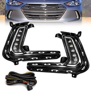 LED Fog Lights Compatible With 2016 2017 2018 Hyundai E-lantra Sixth Generation Front Bumper Lights DRL Fog Lamps Clear Lens with Harness and Switch Driver and Passenger Side