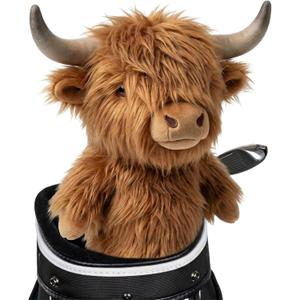 Highland Cattle Driver Headcover - Funny Golf Club Covers - Storytelling Headcover - Animal Plush Golf Head Covers Gift for Men Women Fits Up to 460CC Driver Head