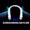 Personal Fan Wearable Neck Fans - Rechargeable Cooling Neck Fan 3 Wind Speeds Ultra-quiet Design Suitable for Outdoor Sports/Office/Travel/White