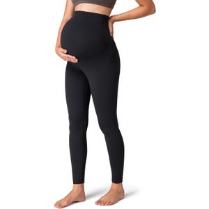 Colorfulkoala Womens Dreamlux Maternity Leggings Over The Belly 25" / 28" Inseam Soft Workout Activewear Yoga Pregnancy Pants (Small, Black)