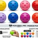 Pickleball Balls,pickleballs,12 Pack Outdoor Pickleball Balls,Bright Multi Colors 40 Hole Durable Plastic pickleball Game,Training & Tournament Play.