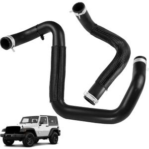 Radiator Upper Coolant Hose 55111394AC and Lower Coolant Hose 55111395AE Compatible with 2012-2017 Jeep Wrangler 2018 Jeep Wrangler JK Radiator Inlet Hose and Outlet Pipe