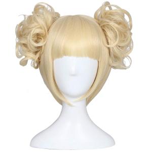 Color Ground Blonde Cosplay Wig and 2 Detachable Buns with Clips