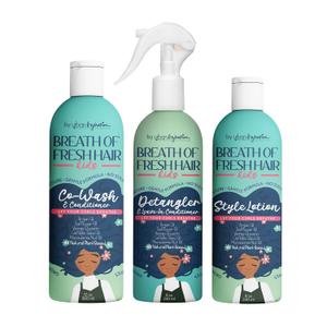 Urban Hydration Breath of Fresh Hair Kids Haircare 3 Piece Kit Plant Based Sulfate Free Hydrates Cleanses, Detangles and Prevents Breakage for Healthy and Shiny Hair, Made for Curly Coily 4C Type Hair