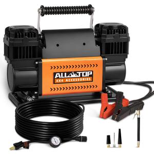 ALL-TOP Air Compressor Kit, Dual Cylinder 12V Portable Inflator 12.35 ft/Min, Offroad Air Compressor Pump for Truck Tires, Heavy Duty Max 150 PSI for 4x4 Vehicle & RV