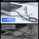 SHEZI Upgraded 6 in 1 Multi Charging Cable, 100W USB C to Lightning Cable [1G File Done in 20s] Fast Charging for iPhone/iPad, Flat Braided Multiple Charger Cord Combo L/Type C/USB A-5FT