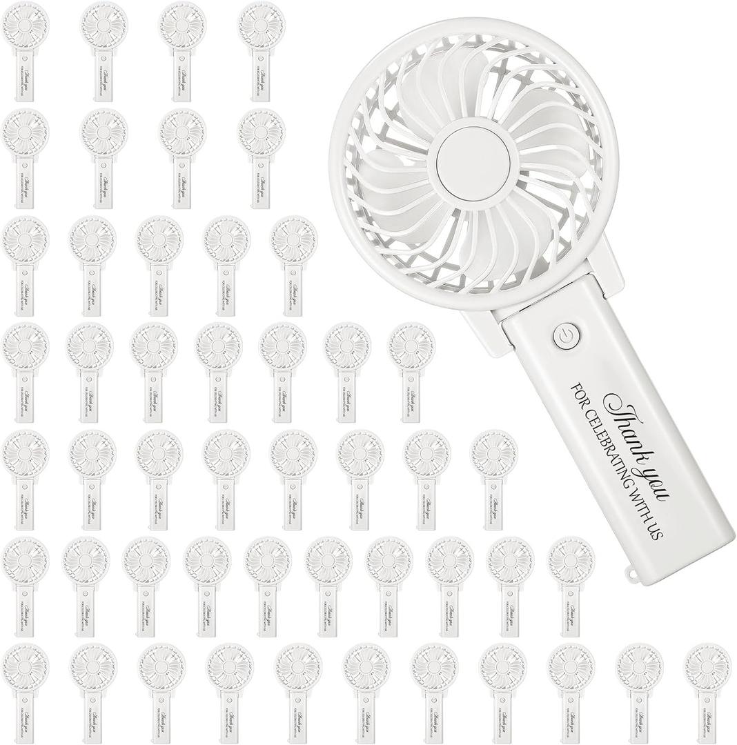 Glooglitter 50 Pcs Battery Wedding Mini Handheld Fan Bulk Personal Portable Hand Held Small Hand Fan for Wedding Party Bachelorette Party Favor (Classic), 7.48 x 3.54 x 1.38 inches/ 19 x 9 x 3.5 cm