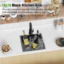 Black 18x18 In Undermount Kitchen And Bar Sink- Stainless Steel Single Bowl Kitchen Sink Modern Drop In Bar Sink With Silicon Mat,Drain Strainer Set Compatibility With Various Kitchen & Bar Style