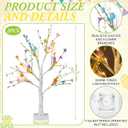 Baquler 2 PC Easter Decorations Lighted Easter Birch Tree with Hanging Eggs Tabletop Decor Artificial Pre Lit Tabletop Trees 24 Inch Spring Decorations for Home Indoor Table Centerpiece, Easter
