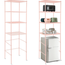Huwena 4 Tier Over Mini Fridge Stand Metal Storage Shelf for Dorm,Pink