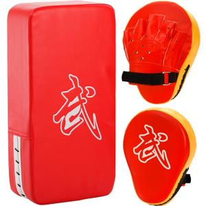 WUWEOT 2-in-1 Punching Mitts Kick Pack Set, Boxing Gloves Taekwondo Kick Pad, Boxing Pads Curved Focus Punching Mitts, Adjustable Soft Shield Durable Training Pads Set