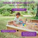 Plum Wooden Large Sandbox with Cover - Outdoor Octagon Sand Box for Kids, Toddler Sensory Toys, Outdoor Wooden Sand Pit with Seat Boards and Bottom Liner, Weatherproof, Easy Assembly, Ages 3+ Years