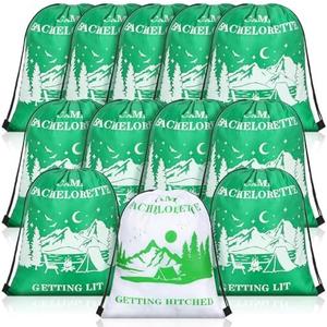 Aliceset 12 Pcs Camp Bachelorette Gift Bags Camp Bachelorette Decorations Party Favors Getting Hitched Bridesmaid Drawstring Bag Reusable Party Drawstring Backpacks Bridal Shower Gifts Accessories