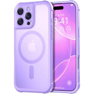 Thomo Magnetic for iPhone 16 Pro Max Case, [Full Camera Protection] [Compatible with Magsafe] Military-Grade Shockproof, Anti-Fingerprint Translucent Matte Phone Case,Light Purple