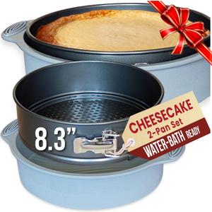 8 Inch Springform Cake Pan NONSTICK - Cheesecake Pan with Silicone Sleeve  NO LEAKS in Water Bath - No Foil Wrap Needed - Easy Cake Release  Sturdy Build - Heavy-Gauge Carbon Steel 0.4 mm
