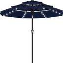 AreShark 9ft 3 Tiers Patio Umbrella with Solar Lights, Outdoor Umbrella w/ 32 LED Lights&8 Sturdy Ribs, Table Umbrella for Deck, Backyard, Pool (Navy)