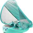 Mambobaby Baby Float with Canopy for PoolInfant Toddler Swim Float for Outdoor, UPF 50+ Sun Protection Solid Pearl-Foam Soft Skin-Friendly Fabric Material Baby Boat Float 3-24 Months