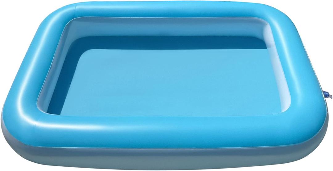 Inflatable Splash Pool for Kids, Plastic Wading Pools Outdoor, Large Sensory Sand & Water Play Pit for Toddlers, Kiddie Small Swimming Pool with Air Pump, Sand Box Backyard (53"*35"*9")