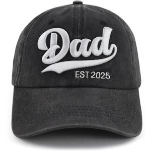 2PCS Mom and Dad EST 2025 2026 Hat, Adjustable 3D Embroidered New Parents Gifts Baseball Cap (One Size)
