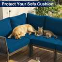 Smiry Waterproof Patio Cushion Covers, Stretch Outdoor Couch Slipcovers Replacement Washable Furniture Protector Sofa Chair Seat Cover for Dogs and Pets (4 Pcs, Peacock Blue) 27"D x 27"W x 7"H