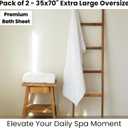 SALBAKOS 2-Piece 100% Turkish Cotton Extra Large Bath Towel 35x70 inch | Premium Hotel Quality Bath Sheet Towels | Thick, Soft, Absorbent, Oversized Bath & Beach Towels (White, 2 Bath Sheets)
