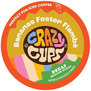 Crazy Cups Decaf Banana Coffee Pods, Decaffeinated Bananas Foster Flambe Flavored Coffee, Single Serve Hot or Iced Medium Roast Coffee for Keurig K Cups Machines, 22 Count, BB 092526