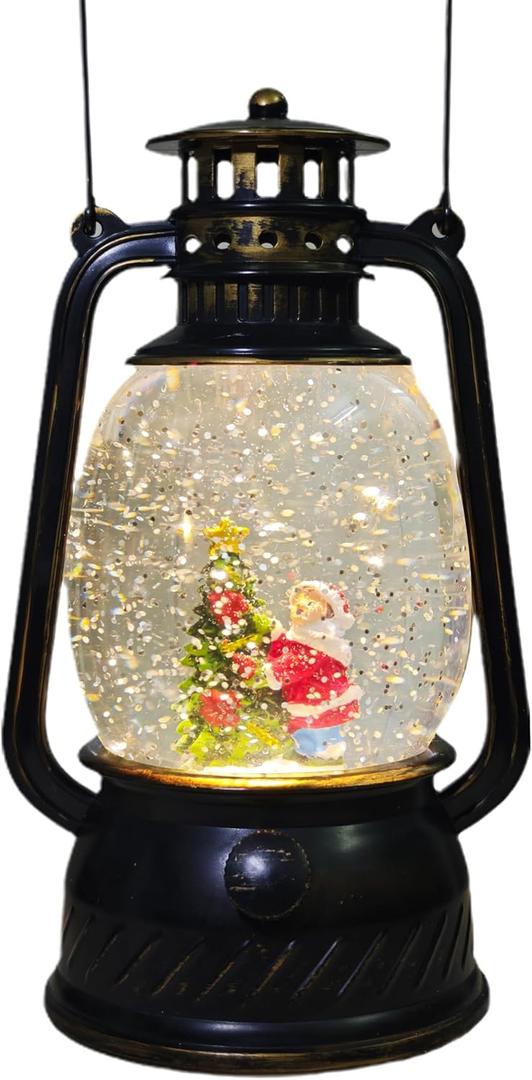 Christmas Snow Globes, Musical Christmas Tree Snow Globe Lantern with Swirling Glitter Lighted Water Lantern Music Box with 8 Songs for Xmas Decoration Gifts