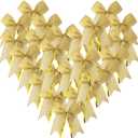 50pcs 3-1/2" Metallic Gold Bows Twist Tie Bows for Gift Wrapping with Fish Tails (Gold)