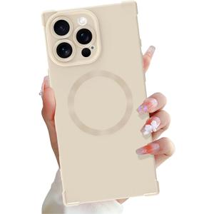 OOK Magnetic Case for iPhone 16 Pro 6.3 Inch [Wireless Charging Compatible] Soft TPU Solid Phone Cover Anti-Scratch Shockproof Protection Slim Case for Women Men - Beige