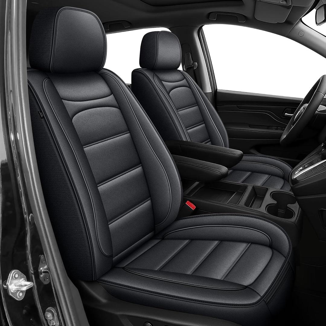 Car Seat Covers Fit for Honda Odyssey 2018-2025, 8 Seats Faux Leather Automotive Seat Protector Waterproof and Wear Resistant Seat Cover Airbag Compatible(8 Seat Black)